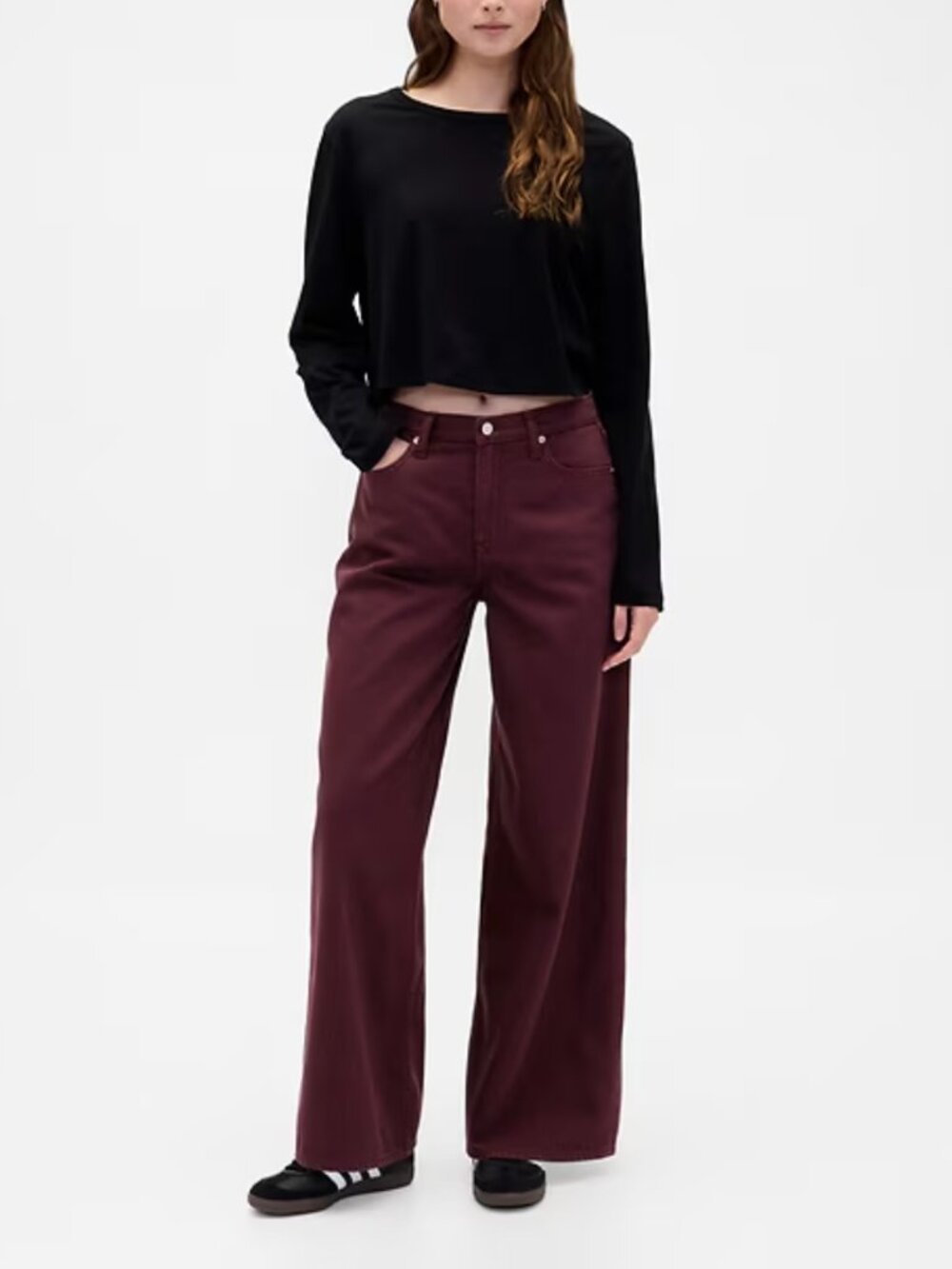 NWT Mid Rise UltraSoft Baggy Jeans Bordeaux Purple 32 Long